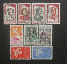FRANCE-1961- N°1301 au 1304 et 1306 au 1310 oblitérés