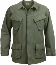 Olive Drab Vintage Vietnam Military 100 Cotton Rip-Stop Fatigue Shirt