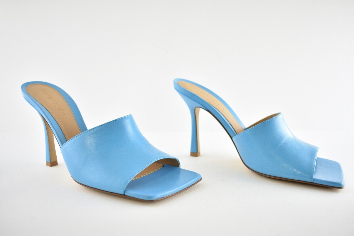 Bottega Veneta Stretch Square Toe Sky Blue Backless Sandal Mule