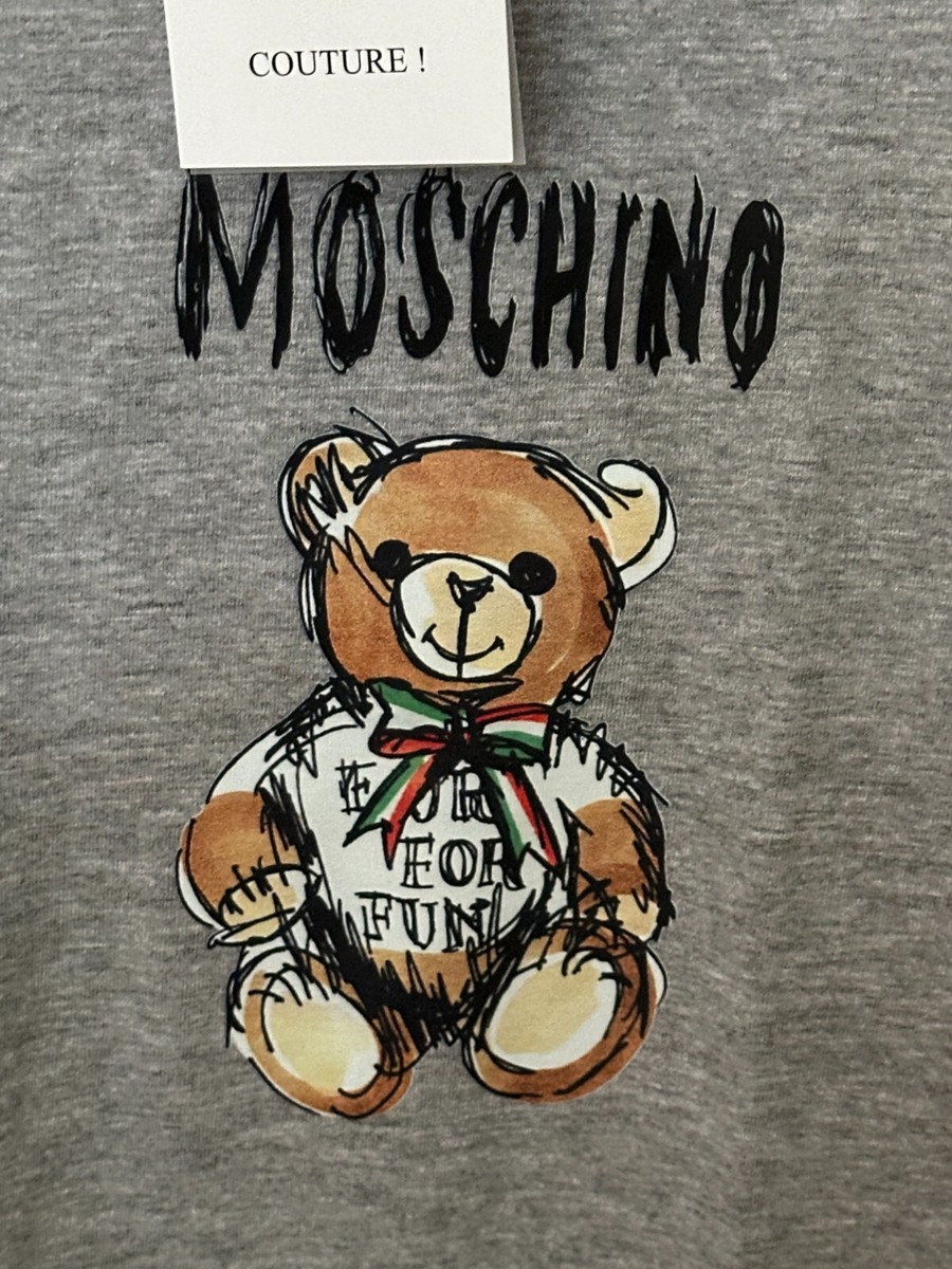 Moschino Men's Gray Teddy Crewneck T shirt Size XL Brand New