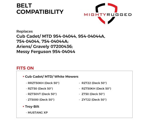 MTD CUB CADET T-B RZT 50" OEM DECK BELT 754-04044 954-04044 754-04044A - Picture 3 of 3