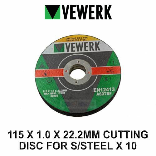 VEWERK by BERGEN 4 1/2"" S/Steel Cutting Discs 115mm x 1.00mm x 22.2mm 10pk 8010
