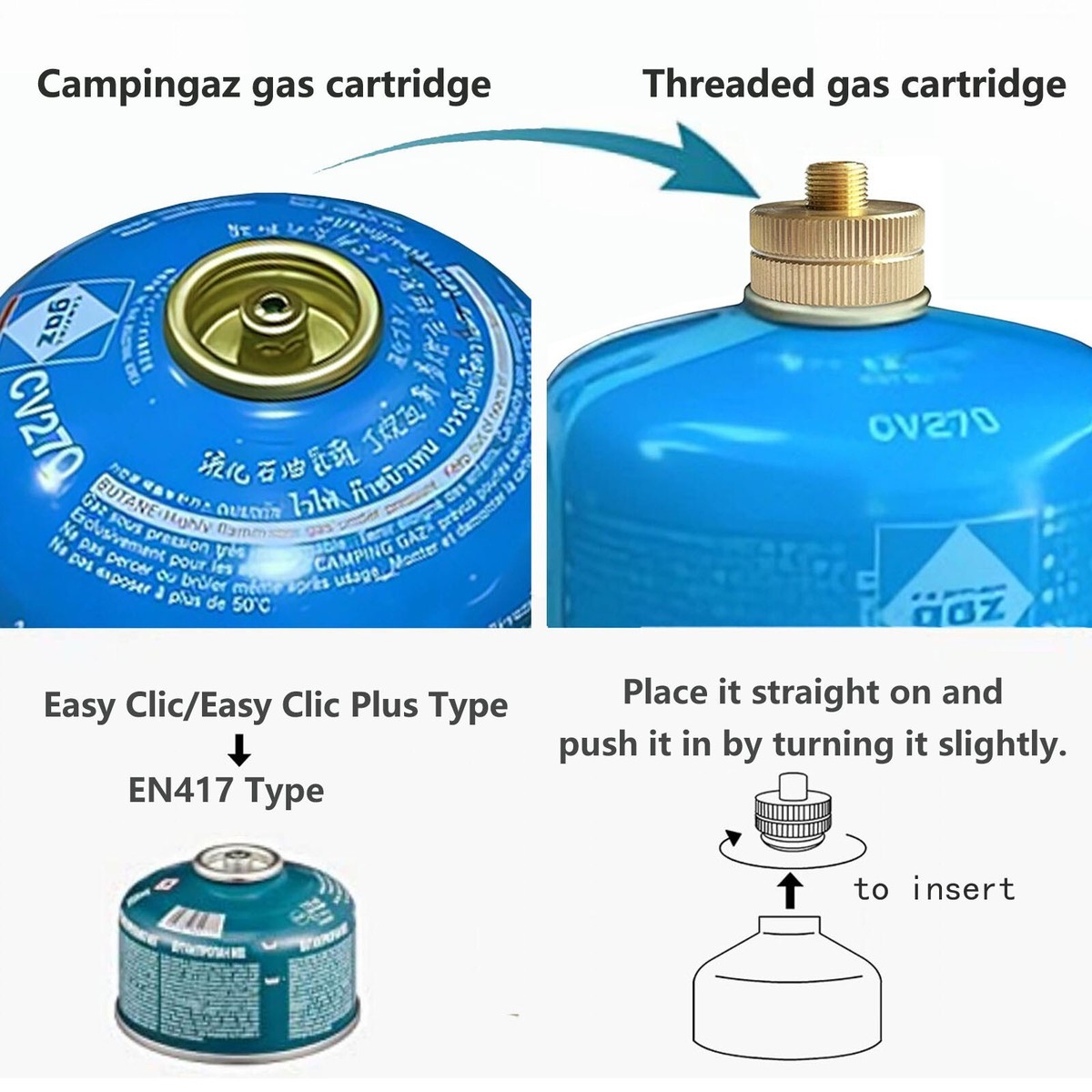 Campingaz cv270 cv470 Plus Cartridge Refill Adapter Butane Fuel to