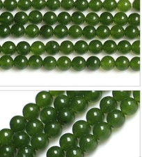 Wholesale 6/8/10/12/14mm Natural Green Jade Round Gems Loose Beads 15"