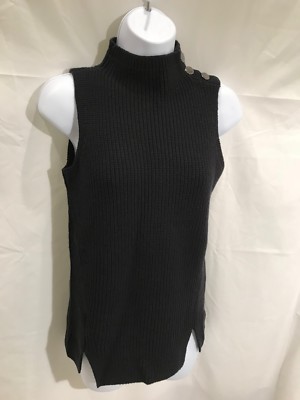 NEW! Ann Taylor LOFT Petite Black Mock Neck Sweater Vest Size XXSP