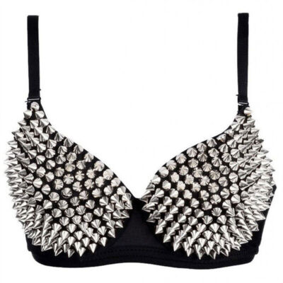 Fashion and Sexy Nightclub Stage Queen Metal Spike Punk Gothic Bra