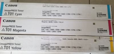 3 Genuine Canon T01 CMY Toner - IPR C60 C600 C700 C800. Deal!