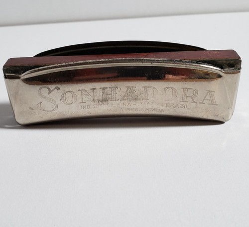Vintage Hering Sonhadora Harmonica C - Sealed Wood Comb - Made in Brazil - Foto 8 di 22