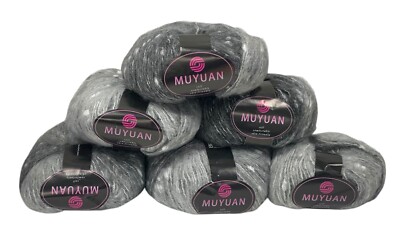 Lot Of 6 Muyuan Dot Mohair Yarn Gradient 50g Each Shades Of Gray