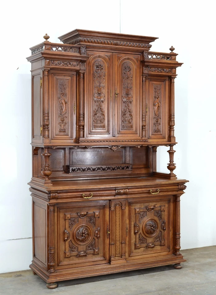 Armário de aparador antigo francês Henry II renascentista esculpido buffet - Imagem 2 de 4