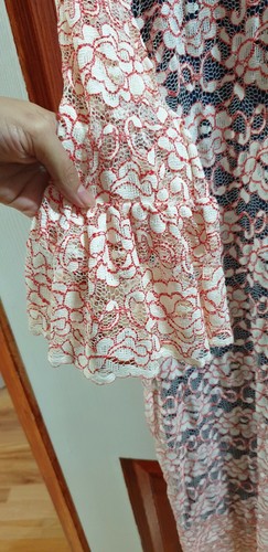 BNWT New NEXT Maternity Red Navy Blue White Floral Lace Midi dRess size 14 - Picture 5 of 6