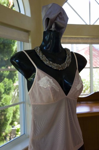 Vintage 1990s Kayser Camisole in Nude Mesh with Lace Detailing, Size 10 (375) - Picture 2 of 2