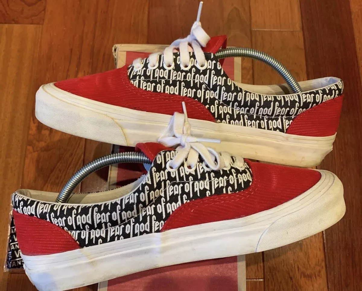 VANS ERA 95 DX FEAR OF GOD FOG RED CORDUROY PRINT WHITE SUPREME VN0A3MQ5PZQ 10