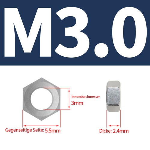 304 Rostfreie Stähle Sechskantmuttern Schraubverschluss M3/M4/M5/M6/M8/M10/M12 - Picture 13 of 19