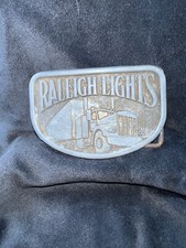 Vintage Antique Brass Raleigh Lights Semi 18 Wheeler Trucker Belt Buckle