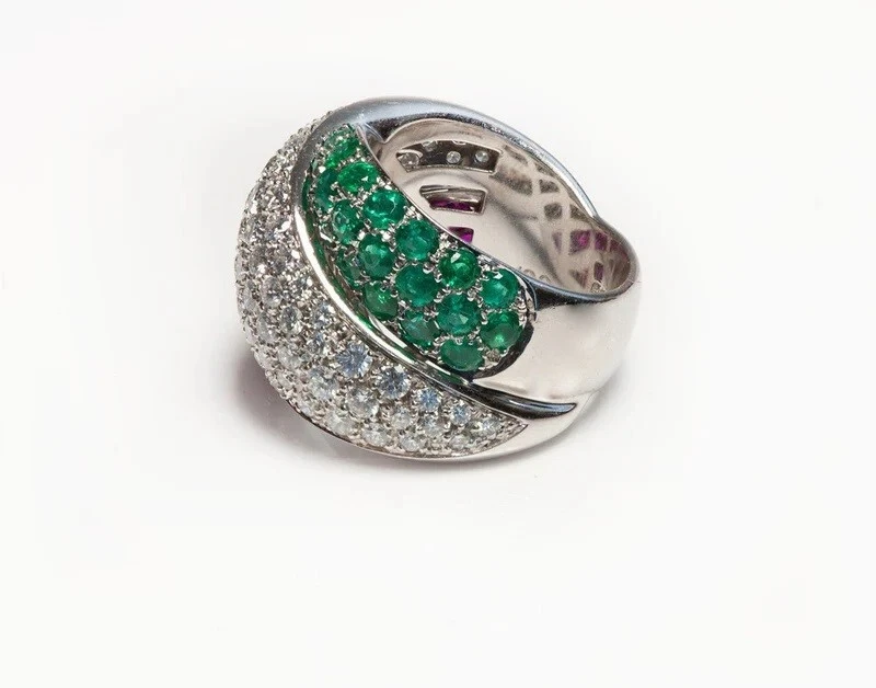 3.10 TCW Simulated Round Ruby, Sapphire & Emerald Three Layer Wide Women's Ring - Image 4 of 4