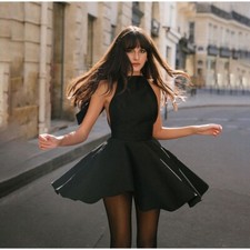 Backless Halter Mini Dress Off Shoulder Sleeveless A-line Club Party Dress