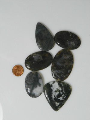 Dendritic Moss Agate 448 Carats 6 Cabs Some Transparent Interesting Patterns
