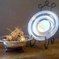 Vintage Silver Plate Bowl and Tray, 10.5" Plate or Charger Bowl on Three Legs