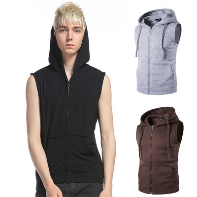 Sport Men Casual Hoodie Sleeveless Zipper Jacket Vest Waistcoat Tops Hooded Coat Sport Men Casual Hoodie Sleeveless Zipper Jacket Vest Waistcoat Tops Hooded Coat