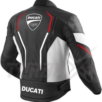 New Ducati Corse Motorbike Jacket Leather Motorcycle Jacket Men's