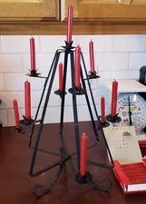 VTG Wrought Iron "Christmas Tree" Candle Holder 16" Tall Holds 10 Candles Inc 70