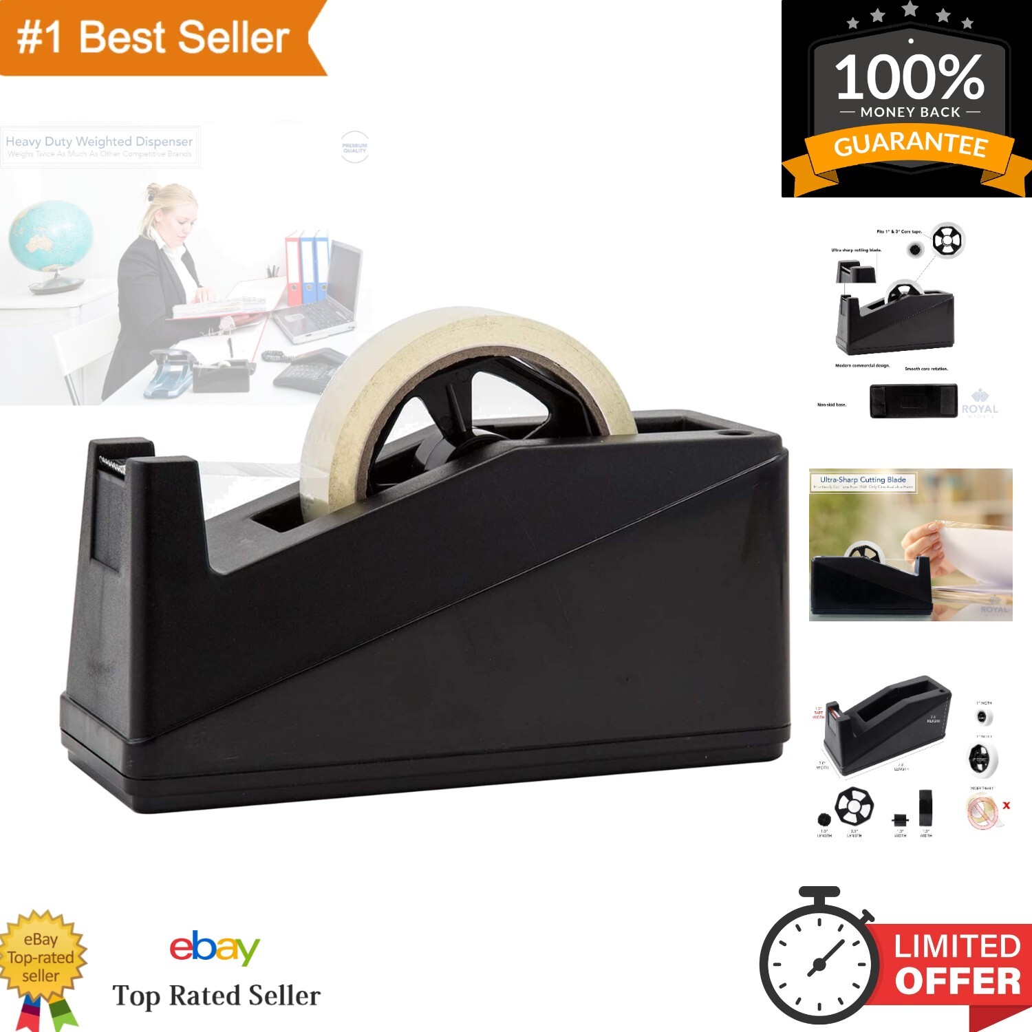 Desktop Tape Dispenser - Heavy Duty Premium for Office, Home, School, Library-image
