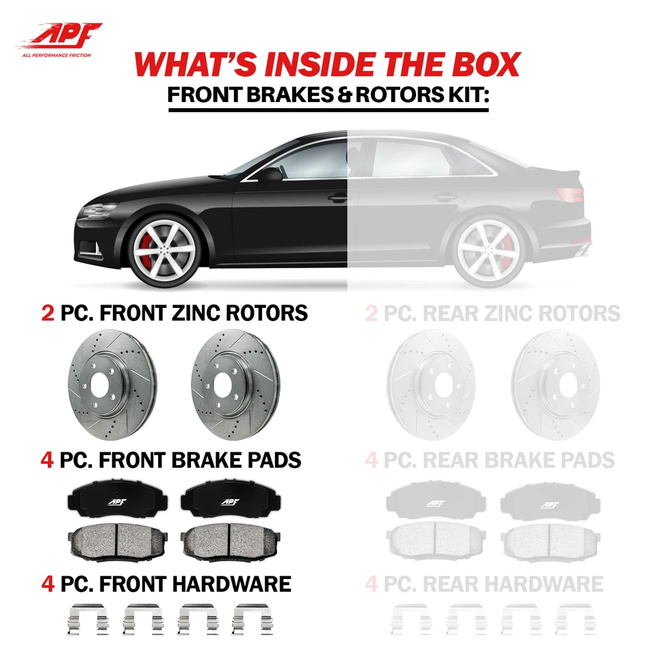 Front Drill/Slot Zinc Brake Rotors + Ceramic Pads for Saab 9-2X 05-06 - Изображение 4 из 4