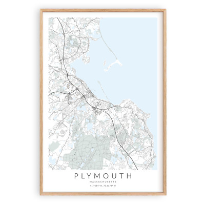 Plymouth Massachusetts Map Print Unframed, Massachusetts Home Decor, Plymouth MA