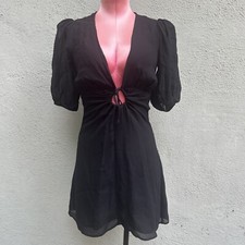 Reformation Cressida Dress Black Cocktail Party Short Sleeve V Neck LBD Little 4