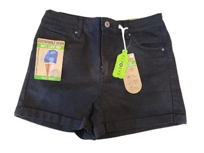 Womens Juniors Wax Jeans Black Cuffed Stretch Denim Jean