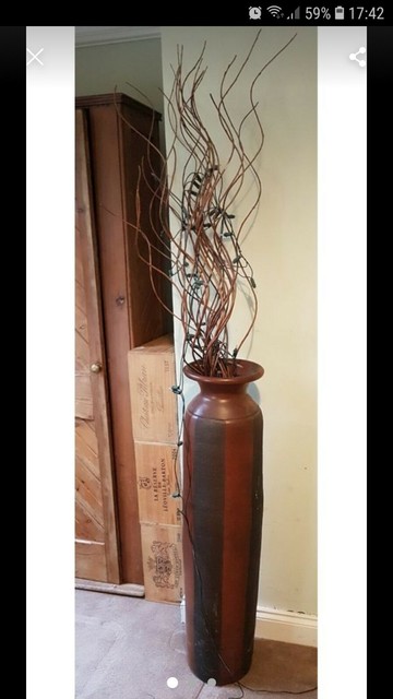 Wood Effect With Rope And Mental Neck 41 Inches Tall Floor Vase