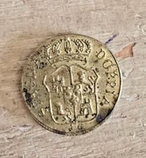 Antico Peso Monetale Doppia di Spagna in Ottone II Metà del XIX Secolo