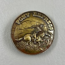 Vintage Indiana Metal Craft Pony Express Round Belt Buckle X72