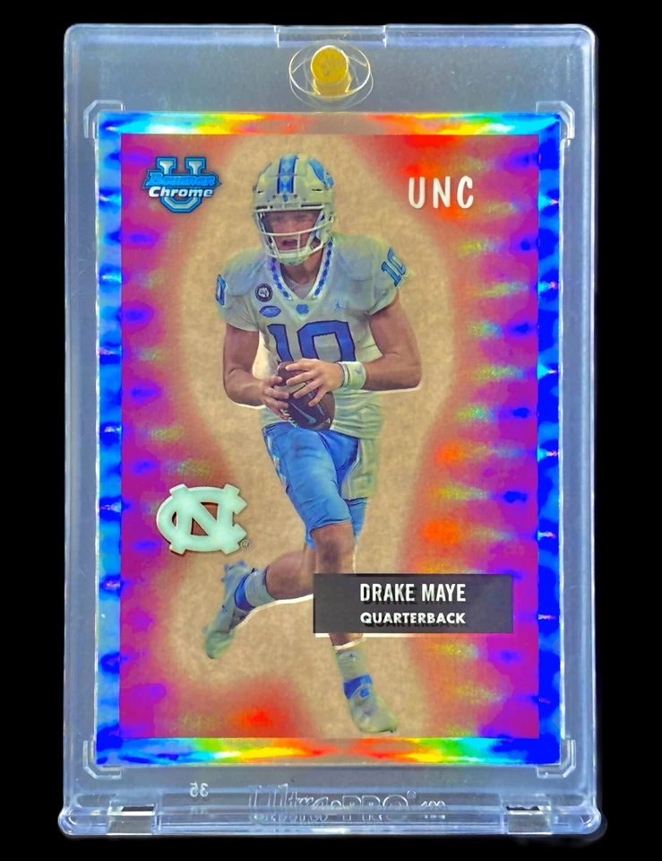 DRAKE MAYE ROOKIE REFRACTOR SP Вставка Голографическая Хромированная Красная Синяя Основа - NORTH CAROLINA - Изображение 4 из 4