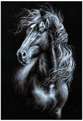 Breeze Through The Mane schwarzes Pferd Kreuzstich Kit von Riolis  