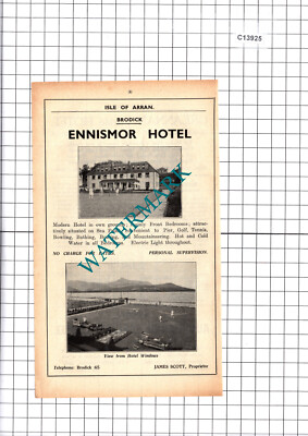Ennismor Hotel Brodick Isle Of Arran James Scott Advert   - 1939 Cutting