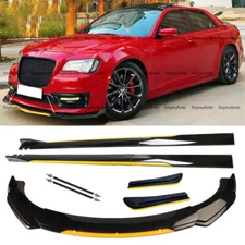 For Chrysler Black Yellow Front Bumper Lip Side Skirt Rear Bumper Lip Strut Rods