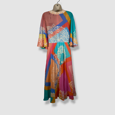 paisley a line dress Autumn Paisley V Neck Twist Detail A Line Dress Blue/Neutral