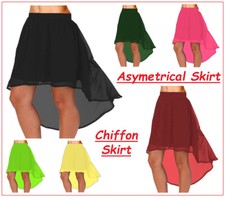 Chiffon High Low Maxi Asymmetric Skirt Flamenco Belly Dance Gypsy Ruffle Jupe