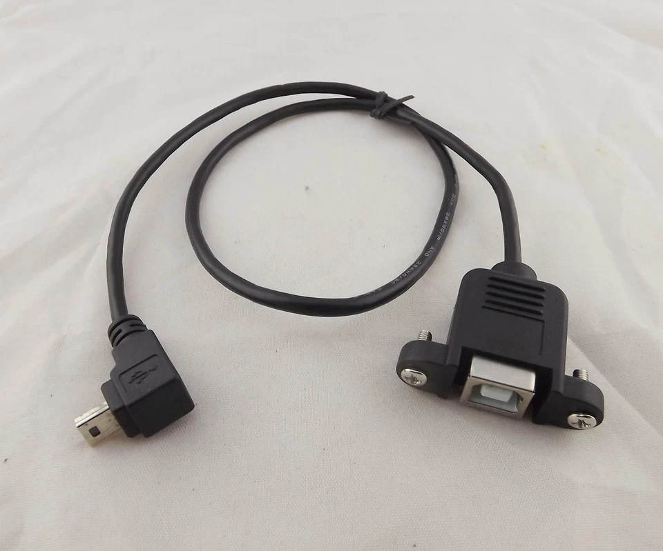 10 USB 2.0 B Female To Mini 5 Pin Male Down Angle Panel Mount Printer Cable 50cm - Image 2 of 4