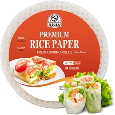 Rice Paper, 1 Pack, 34 Sheets, Gluten-Free Wonton Wrappers, Vegan, Low Carb, ...