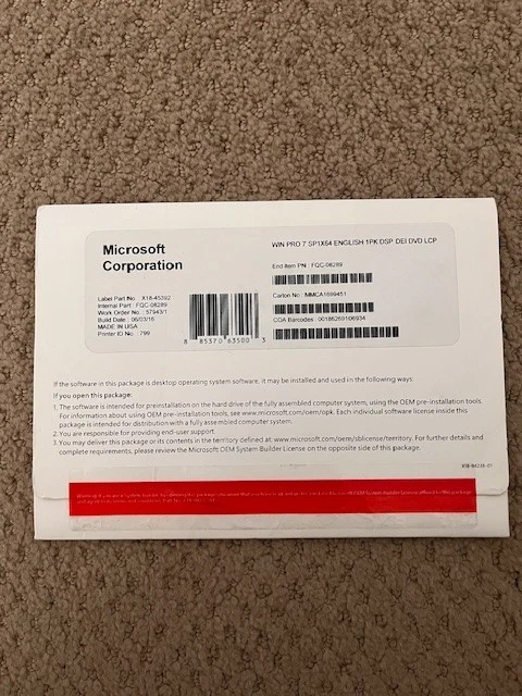 Microsoft Windows 7 PRO SP1 Premium 64-Bit - Image 4 of 4