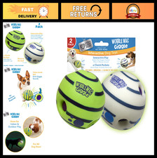 Interactive Dog Toy 2 Pack - Wobble Giggle Ball with Fun Sounds, Glow in Dark