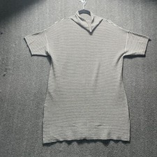 Eileen Fisher Merino Wool Sweater Dress Tunic Turtleneck Short Sleeve Gray Large