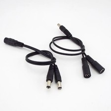 DC Power Splitter Cable 1 to 2 5.5x2.1mm Male Female Cable CCTV LED Strip Adaptr