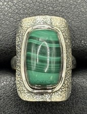 New Condition Sterling Silver Malachite Ring Size 7