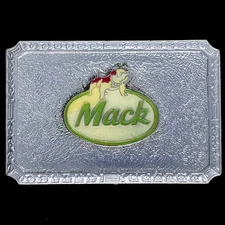 Antique Mack Truck Bull Dog Trucker Gift Hook Fast 60s New NOS Vtg Belt Buckle