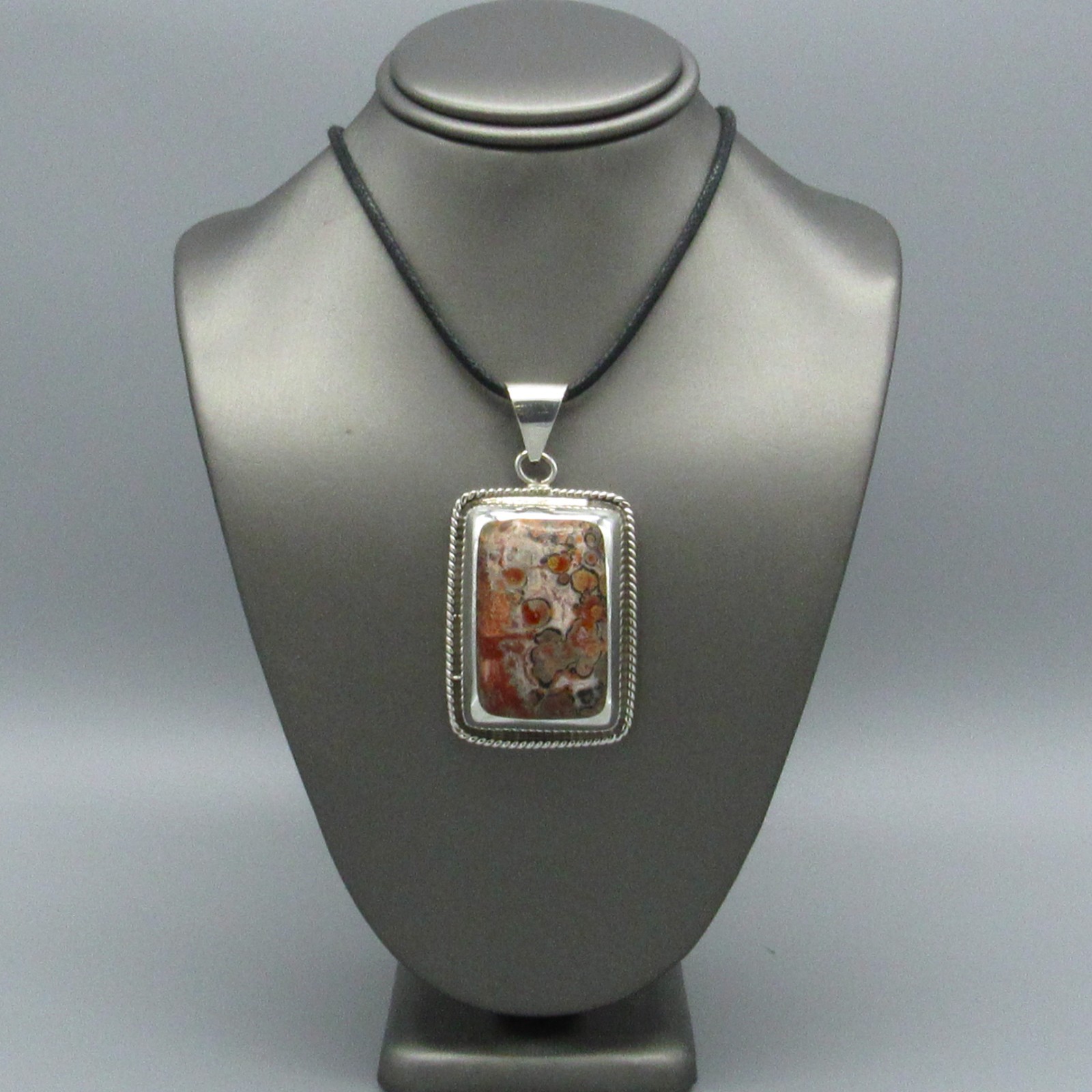 Rectangular Sterling Silver and Jasper Pendant - image 1