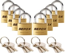 New 8PK Padlock Keyed-Alike Ultra-Durable Solid-Brass 12 Same Keys Fast Ship